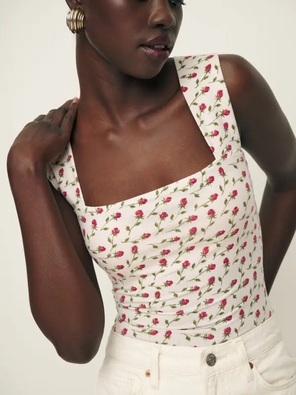 NWT REFORMATION Clarke Square Neck Tank Top in Madison Cream Floral
